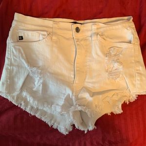 KanCan White High Waisted Denim Jean Shorts, 29